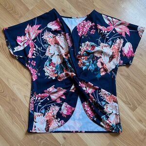 Navy Floral Blouse Women’s US S